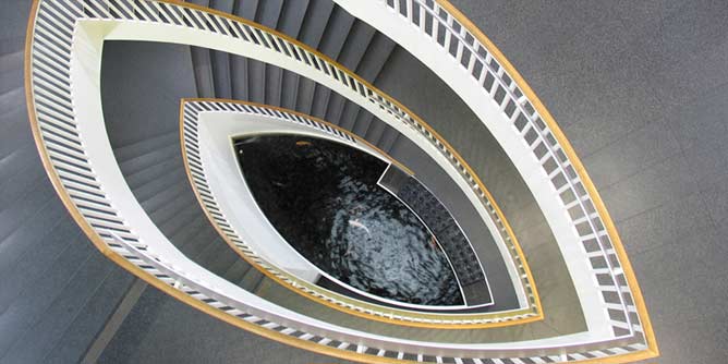 View from above of an architectural staircase