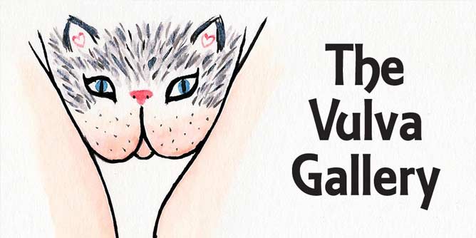 Illustration from the Vulva Gallery of a vulva made to look like a cat